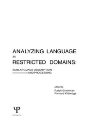 Enlarge image Cover: Analyzing Language in Restricted Domains - Lawrence Erlbaum Associates Inc