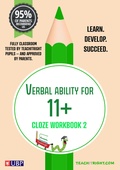 Cover: Verbal Ability for 11 +: Cloze Tests Workbook 1 (Year 4 - Ages 8-9) - The University of Buckingham Press