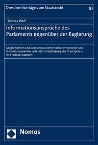 Abbildung von: Informationsansprüche des Parlaments gegenüber der Regierung - Nomos