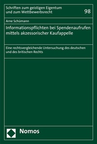 Abbildung von: Informationspflichten bei Spendenaufrufen mittels akzessorischer Kaufappelle - Nomos
