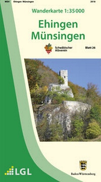 Abbildung von: Wanderkarte 1:35000 Ehingen Münsingen - Landesamt für Geoinformation und Landentwicklung Baden-Württemberg (LGL)