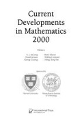 Cover: Current Developments in Mathematics, 2000 - International Press of Boston Inc