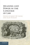 Cover: Meaning and Power in the Language of Law - Cambridge University Press