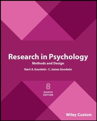Enlarge image Cover: Research in Psychology Methods and Design, 8e Custom Edition - Wiley