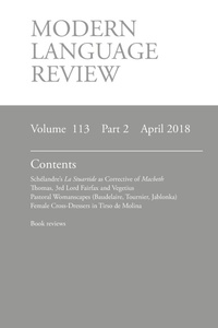 Enlarge image Cover: Modern Language Review (113 - Modern Humanities Research Association