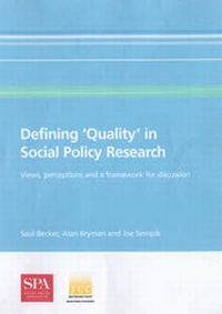Enlarge image Cover: Defining 'Quality' in Social Policy Research - Loughborough University, Department of Social Sciences,Young Carers Research Group