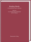 Cover: Reading Slowly - Harrassowitz Verlag