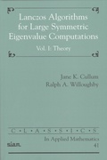 Cover: Lanczos Algorithms for Large Symmetric Eigenvalue Computations, Volume I - Society for Industrial & Applied Mathematics,U.S.