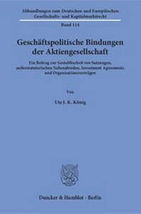 Abbildung von: Geschäftspolitische Bindungen der Aktiengesellschaft. - Duncker & Humblot