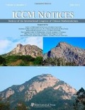 Cover: Notices of the International Congress of Chinese Mathematicians (ICCM Notices), Volume 1, No. 1 - International Press of Boston Inc