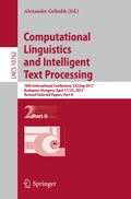 Cover: Computational Linguistics and Intelligent Text Processing - Springer