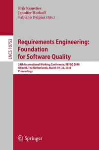 Enlarge image Cover: Requirements Engineering: Foundation for Software Quality - Springer