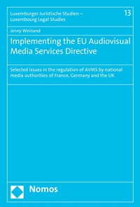 Abbildung von: Implementing the EU Audiovisual Media Services Directive - Nomos