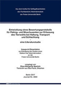 Abbildung von: Entwicklung eines Bewertungsprotokolls für Peking- und Moschusenten zur Erfassung des Tierwohls bei Haltung, Transport und Schlachtung - eine Literaturstudie - Mensch & Buch