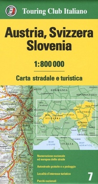 Abbildung von: Austria, Svizzera, Slovenia 1:800.000. Carta stradale e turistica - Carte d'Europa 1:800.000;Touring