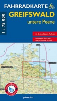 Abbildung von: Fahrradkarte Greifswald, untere Peene - grünes herz