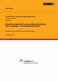 Abbildung von: Niederlassungsfreiheit und grenzüberschreitende Sitzverlegungen von Kapitalgesellschaften - GRIN Verlag
