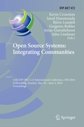 Cover: Open Source Systems: Integrating Communities - Springer