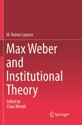 Cover: Max Weber and Institutional Theory - Springer