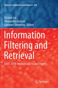 Enlarge image Cover: Information Filtering and Retrieval - Springer