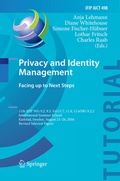 Cover: Privacy and Identity Management. Facing up to Next Steps - Springer