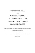 Cover: Eine kritische Untersuchung der Erkenntnistheorie Josiah Royces - Springer