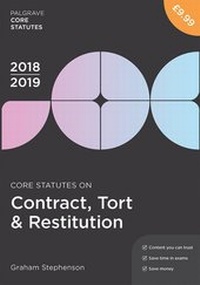 Abbildung von: Core Statutes on Contract, Tort & Restitution 2018-19 - Red Globe Press