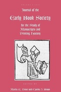 Cover: Journal of the Early Book Society - Pace University Press