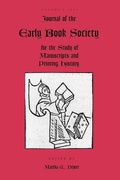 Cover: Journal of the Early Book Society Vol 6 - Pace University Press