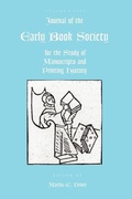 Cover: Journal of the Early Book Society Vol 9 - Pace University Press