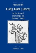 Cover: Journal of the Early Book Society Vol 11 - Pace University Press