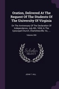 Cover: Oration, Delivered At The Request Of The Students Of The University Of Virginia - Palala Press