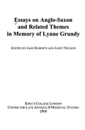 Cover: Essays on Anglo-Saxon and Related Themes in Memory of Lynne Grundy - King's College London Centre for Late Antique and