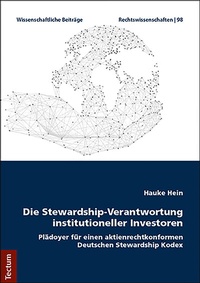 Abbildung von: Die Stewardship-Verantwortung institutioneller Investoren - Tectum Wissenschaftsverlag