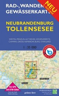 Abbildung von: Rad-, Wander- und Gewässerkarte Neubrandenburg, Tollensesee - grünes herz