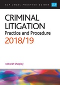 Cover: Criminal Litigation: 2018/2019 - College of Law Publishing