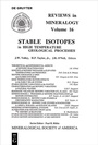 Cover: Stable Isotopes in High Temperature Geological Processes - Mineralogical Society of America