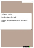 Cover: Das koptische Recht II - GRIN Verlag