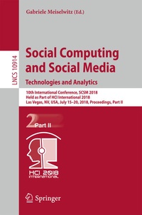 Enlarge image Cover: Social Computing and Social Media. Technologies and Analytics - Springer