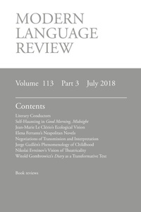 Enlarge image Cover: Modern Language Review (113 - Modern Humanities Research Association