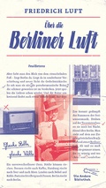Cover: &Uuml;ber die Berliner Luft - AB - Die Andere Bibliothek