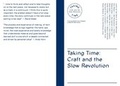 Cover: Taking Time: Craft and the Slow Revolution - Craftspace Touring