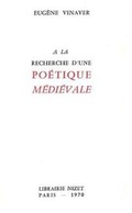 Cover: a la Recherche d'Une Poetique Medievale - Klincksieck