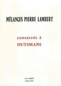 Cover: Melanges Pierre Lambert Consacres a Huysmans - Klincksieck