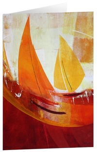 Abbildung von: Kunstkarten "Lichtsegler in Orange" 5 Stk. - adeo Verlag
