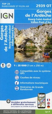 Abbildung von: Gorges de l'Ardeche / Bourg-St-Andeol: 2939OT - Institut Geographique National