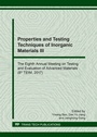 Cover: Properties and Testing Techniques of Inorganic Materials III - Trans Tech Publications Ltd