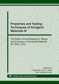 Enlarge image Cover: Properties and Testing Techniques of Inorganic Materials III - Trans Tech Publications Ltd