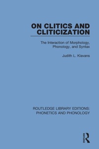 Enlarge image Cover: On Clitics and Cliticization - Routledge