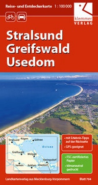 Abbildung von: Reise- und Entdeckerkarte Stralsund, Greifswald, Usedom - Klemmer-Verlag